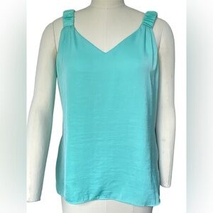 1.State teal sleeveless silky thick tank blouse lined size M